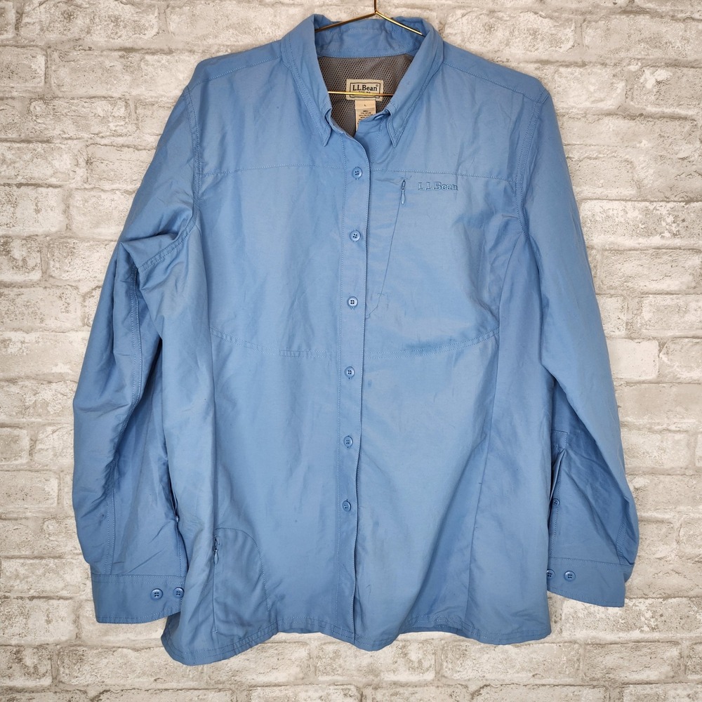 LL Bean Hiking Shirt Vented Insect Repellent Blue Gorpcore Outdoors L